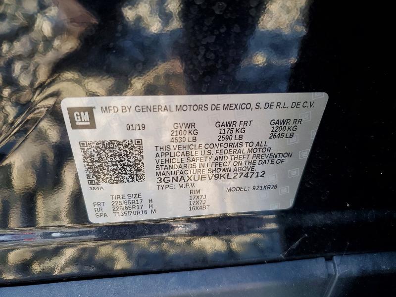 67434526 :رقم المزاد ، 3GNAXUEV9KL274712 vin ، 2019 Chevrolet Equinox مزاد بيع