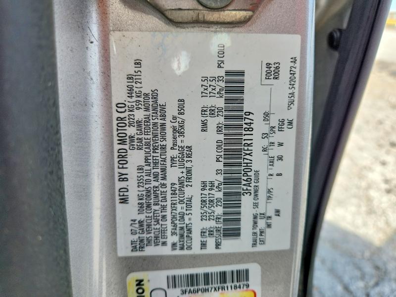 2015 Ford Fusion მანქანა იყიდება აუქციონზე, vin: 3FA6P0H7XFR118479, აუქციონის ნომერი: 70782906