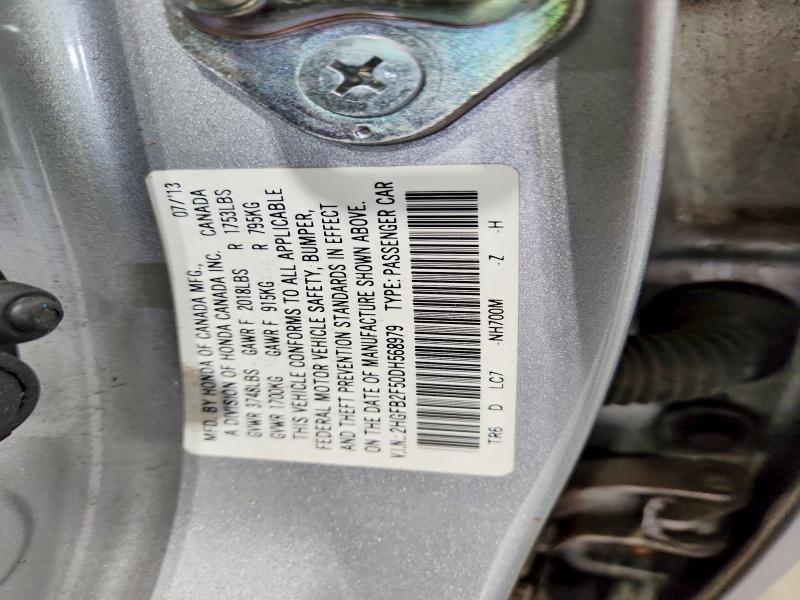 Продаж на аукціоні авто 2013 Honda Civic, vin: 2HGFB2F50DH568979, номер лоту: 69301736