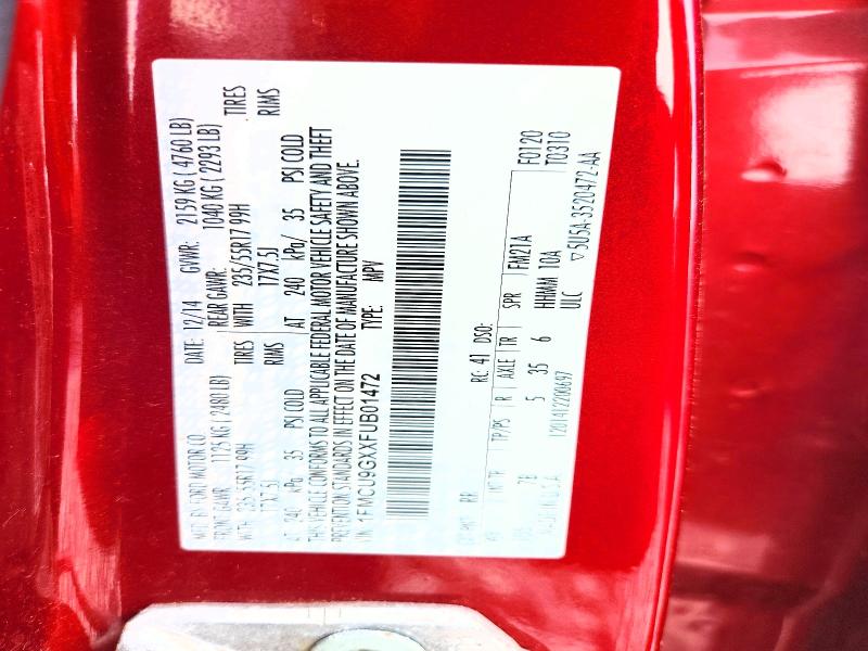Aukcja sprzedaży 2015 Ford Escape, vin: 1FMCU9GXXFUB01472, numer aukcji: 67825846