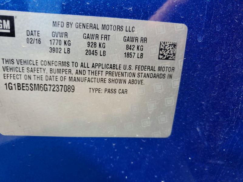 Продаж на аукціоні авто 2016 Chevrolet Cruze, vin: 1G1BE5SM6G7237089, номер лоту: 68651306