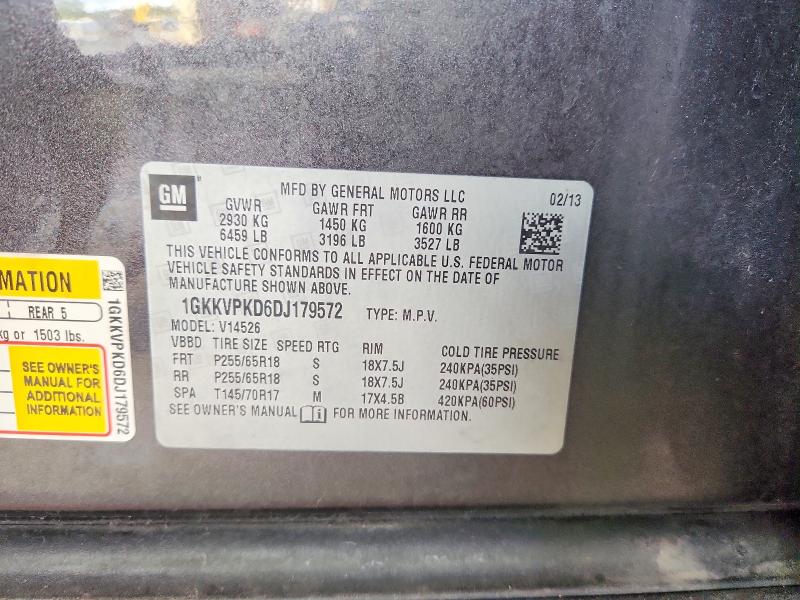 Aukcja sprzedaży 2013 Gmc Acadia, vin: 1GKKVPKD6DJ179572, numer aukcji: 69519326