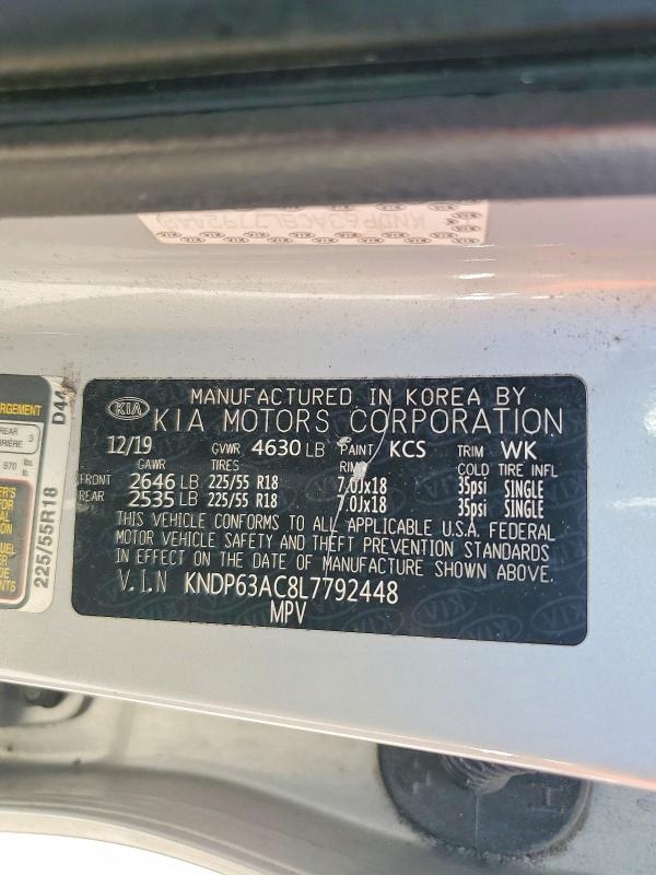 2020 Kia Sportage მანქანა იყიდება აუქციონზე, vin: KNDP63AC8L7792448, აუქციონის ნომერი: 68278216