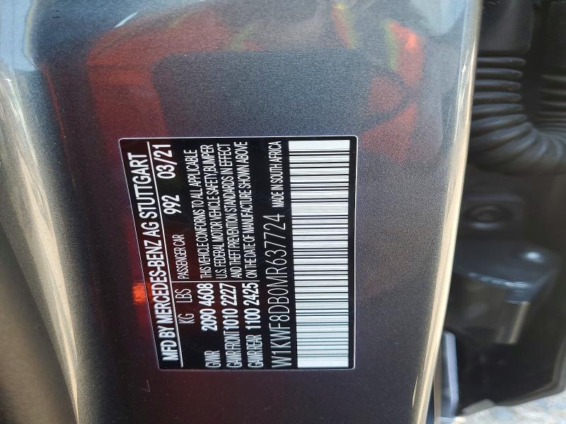 66836546 :رقم المزاد ، W1KWF8DB0MR637724 vin ، 2021 Mercedes-benz C مزاد بيع