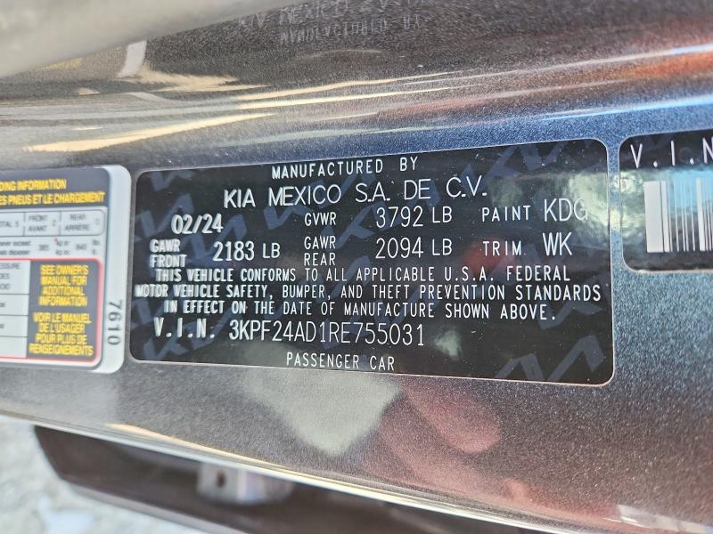 Aukcja sprzedaży 2024 Kia Forte, vin: 3KPF24AD1RE755031, numer aukcji: 66281426
