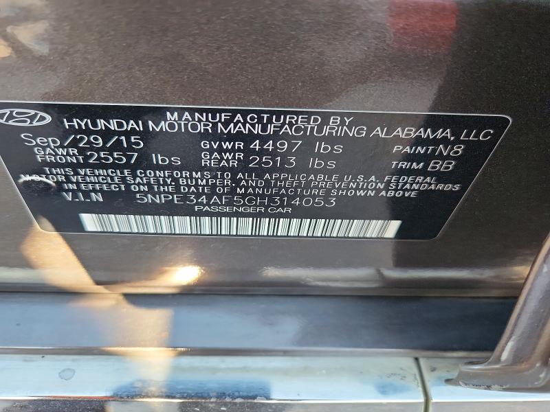 68551946 :رقم المزاد ، 5NPE34AF5GH314053 vin ، 2016 Hyundai Sonata مزاد بيع