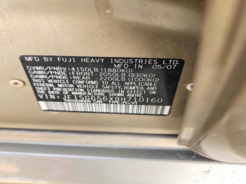 68148766 :رقم المزاد ، JF1SG656X8H710160 vin ، 2008 Subaru Forester مزاد بيع