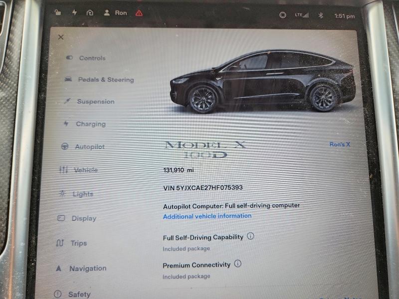 Продажа на аукционе авто 2017 Tesla Model X, vin: 5YJXCAE27HF075393, номер лота: 69407686
