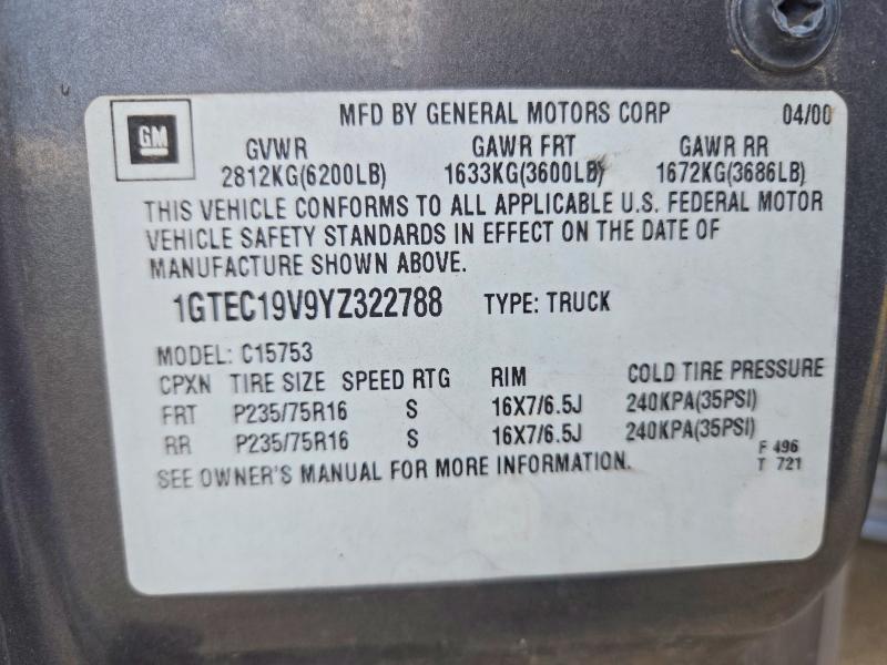 Продажа на аукционе авто 2000 Gmc New Sierra, vin: 1GTEC19V9YZ322788, номер лота: 71086146
