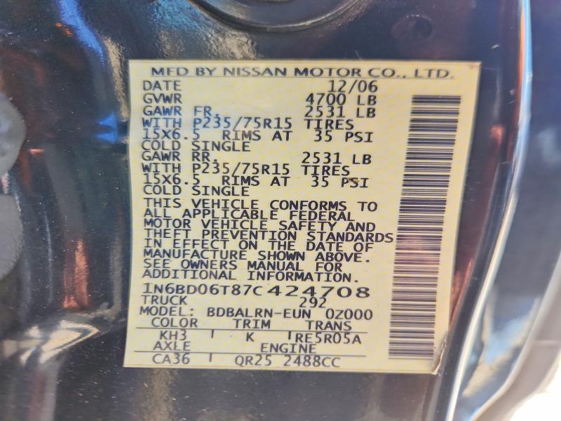 Aukcja sprzedaży 2007 Nissan Frontier, vin: 1N6BD06T87C424708, numer aukcji: 67465846