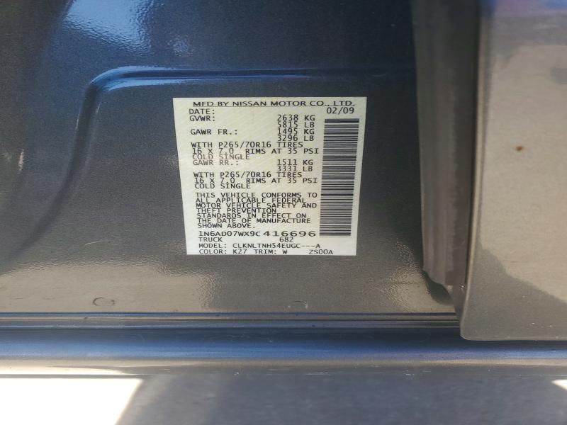 70885556 :رقم المزاد ، 1N6AD07WX9C416696 vin ، 2009 Nissan Frontier مزاد بيع