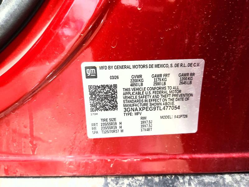 2026 Chevrolet Equinox მანქანა იყიდება აუქციონზე, vin: 3GNAXPEG9TL477054, აუქციონის ნომერი: 68332786