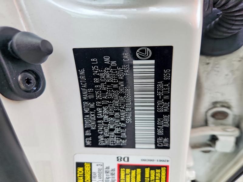 2020 Lexus Es მანქანა იყიდება აუქციონზე, vin: 58ADZ1B11LU056081, აუქციონის ნომერი: 67147306