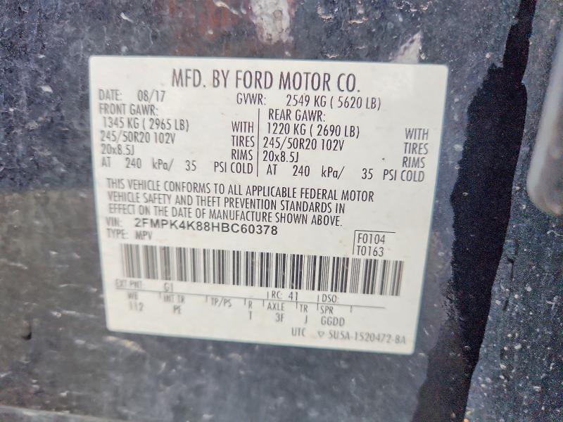 Продажа на аукционе авто 2017 Ford Edge, vin: 2FMPK4K88HBC60378, номер лота: 68546886