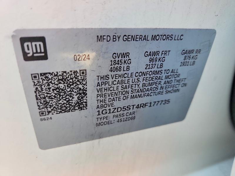 Aukcja sprzedaży 2024 Chevrolet Malibu, vin: 1G1ZD5ST4RF177735, numer aukcji: 65693096