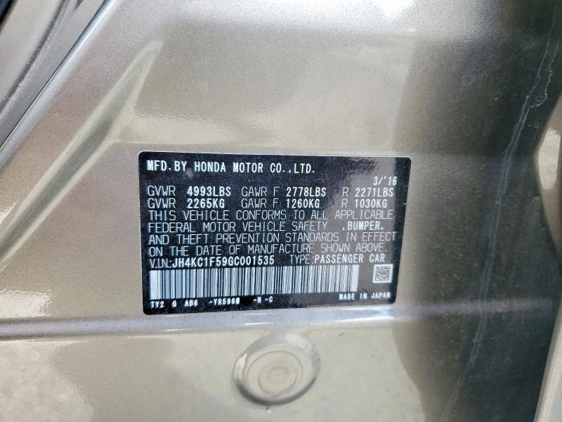 2016 Acura Rlx მანქანა იყიდება აუქციონზე, vin: JH4KC1F59GC001535, აუქციონის ნომერი: 69727256