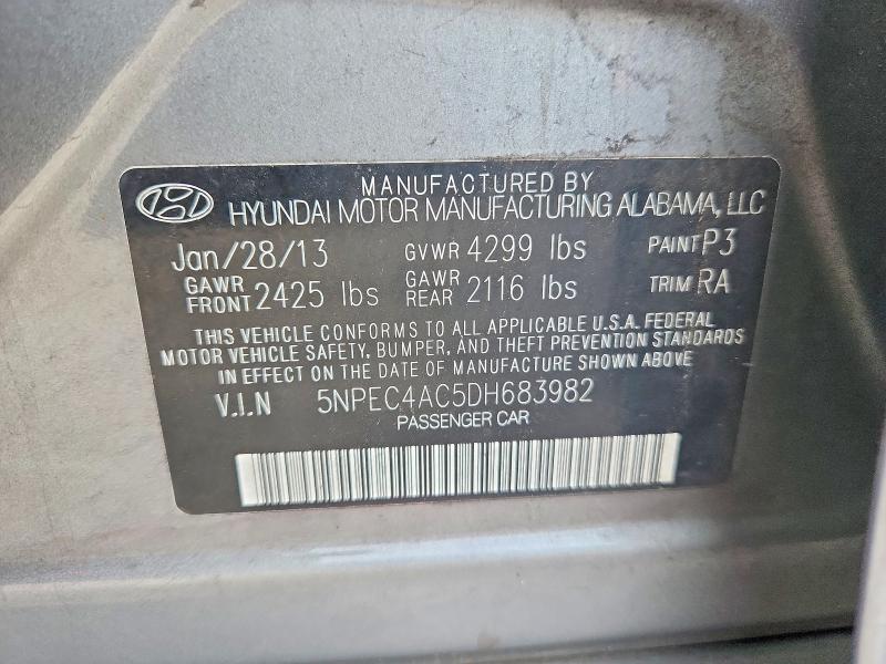Aukcja sprzedaży 2013 Hyundai Sonata, vin: 5NPEC4AC5DH683982, numer aukcji: 69418056