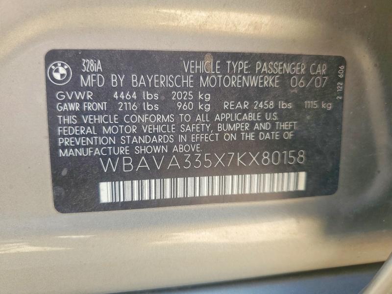 Aukcja sprzedaży 2007 Bmw 328, vin: WBAVA335X7KX80158, numer aukcji: 67474516