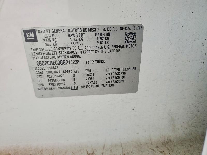2016 Chevrolet Silverado მანქანა იყიდება აუქციონზე, vin: 3GCPCREC9GG214228, აუქციონის ნომერი: 66282366