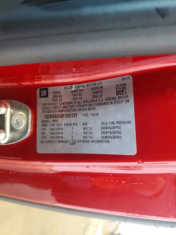 2015 Chevrolet Colorado მანქანა იყიდება აუქციონზე, vin: 1GCHSAE30F1241727, აუქციონის ნომერი: 70321596