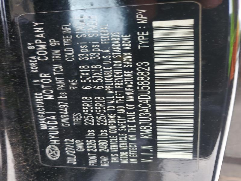 71034806 :رقم المزاد ، KM8JU3AC4DU588823 vin ، 2013 Hyundai Tucson مزاد بيع