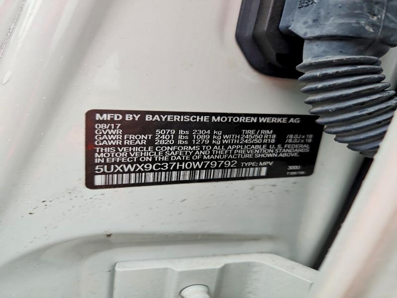Продаж на аукціоні авто 2017 Bmw X3, vin: 5UXWX9C37H0W79792, номер лоту: 69837276