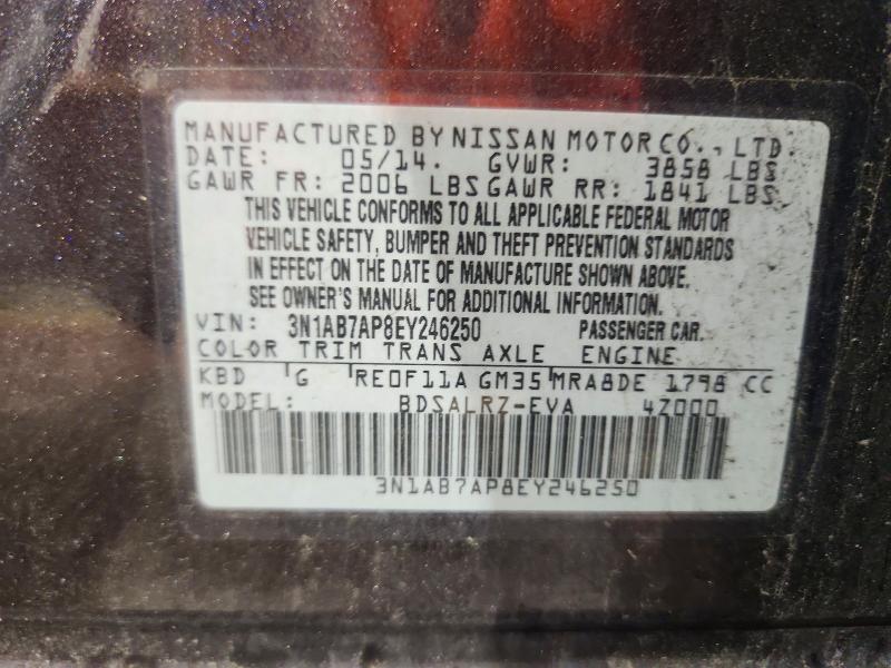 Aukcja sprzedaży 2014 Nissan Sentra, vin: 3N1AB7AP8EY246250, numer aukcji: 69751276