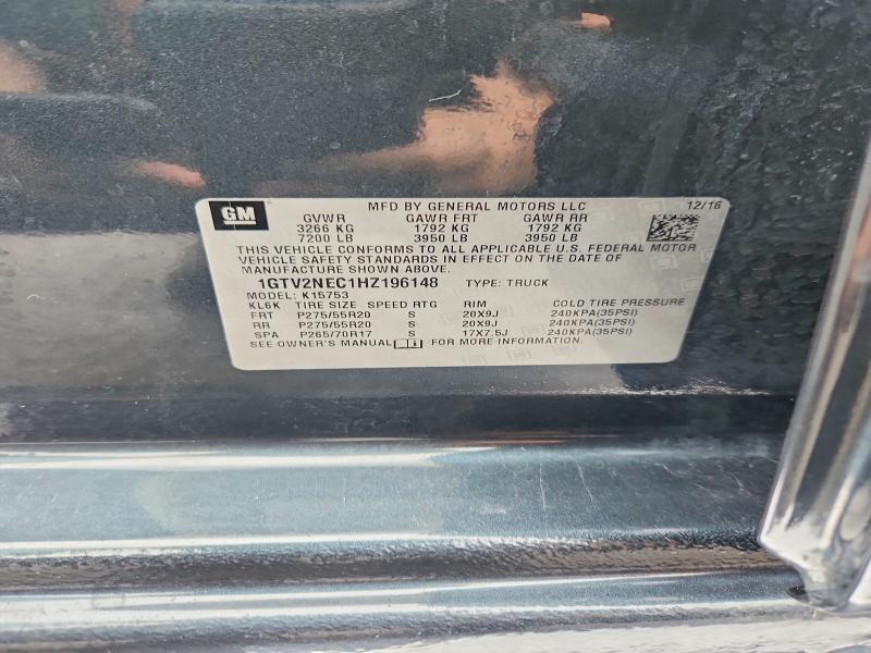 Продажа на аукционе авто 2017 Gmc Sierra, vin: 1GTV2NEC1HZ196148, номер лота: 69808736