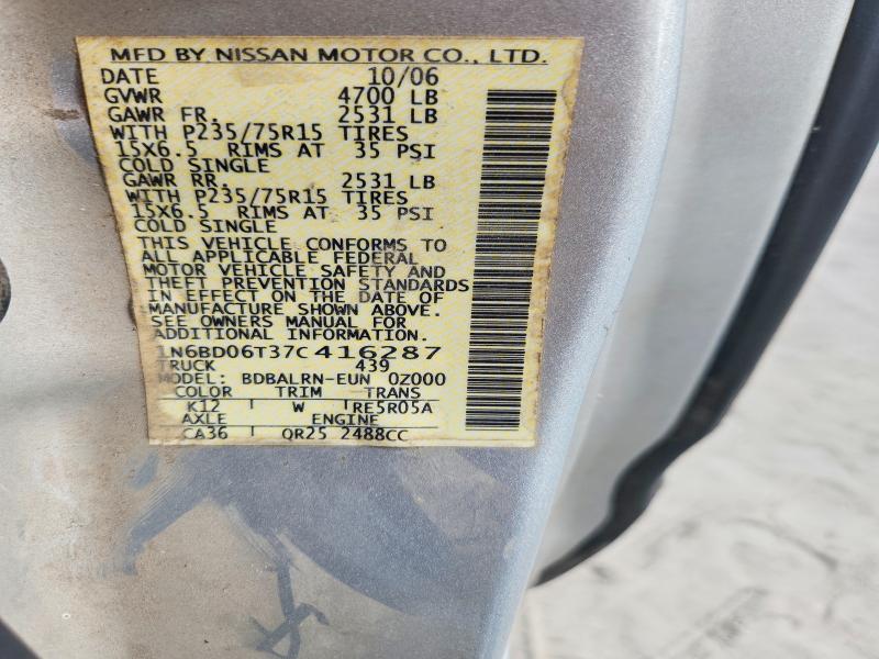 70177576 :رقم المزاد ، 1N6BD06T37C416287 vin ، 2007 Nissan Frontier مزاد بيع