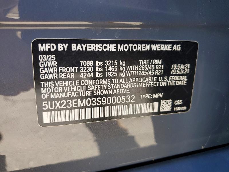 Продаж на аукціоні авто 2025 Bmw X7, vin: 5UX23EM03S9000532, номер лоту: 70004296