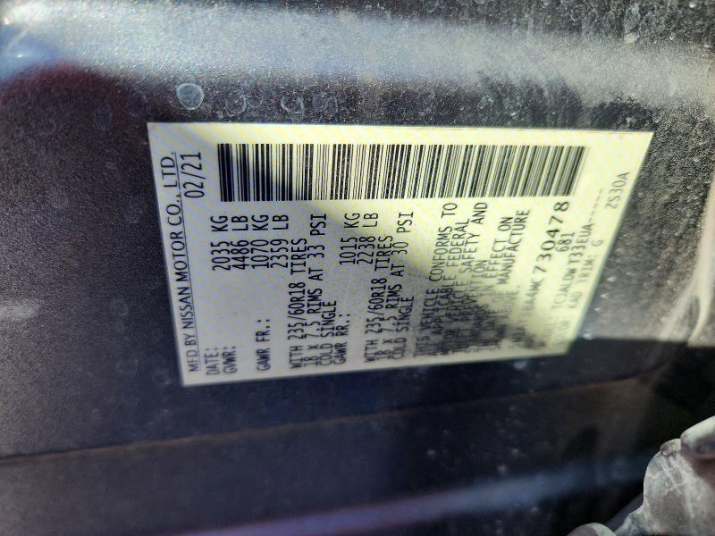 2021 Nissan Rogue მანქანა იყიდება აუქციონზე, vin: 5N1AT3BA4MC730478, აუქციონის ნომერი: 66787456