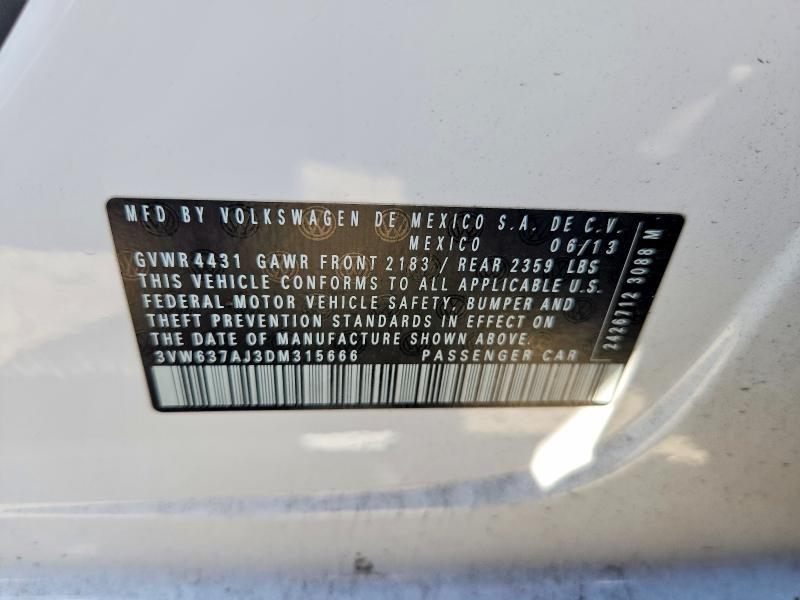 Aukcja sprzedaży 2013 Volkswagen Jetta, vin: 3VW637AJ3DM315666, numer aukcji: 69050556