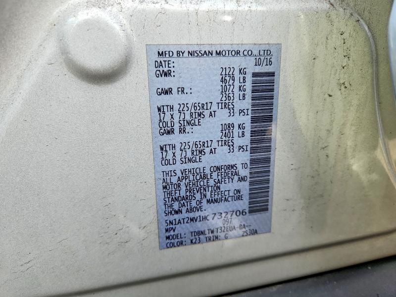 Продажа на аукционе авто 2017 Nissan Rogue, vin: 5N1AT2MV1HC732706, номер лота: 67800596