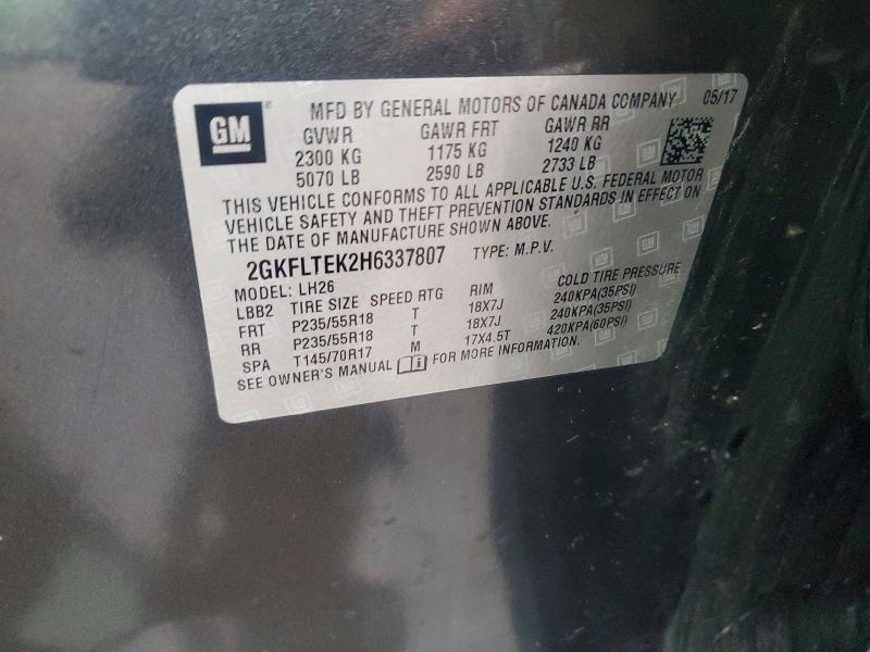Aukcja sprzedaży 2017 Gmc Terrain, vin: 2GKFLTEK2H6337807, numer aukcji: 68700806