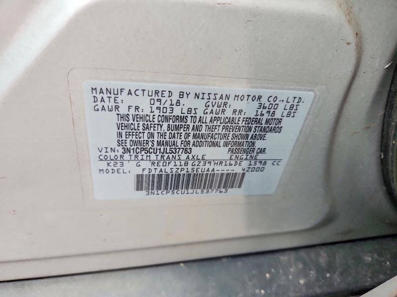 Продажа на аукционе авто 2018 Nissan Kicks, vin: 3N1CP5CU1JL537763, номер лота: 70660286