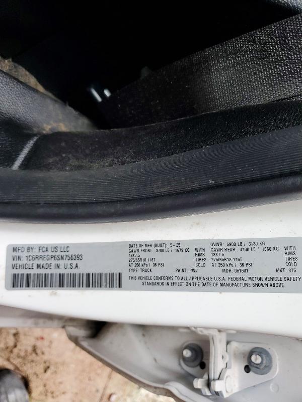 65349386 :رقم المزاد ، 1C6RREGP6SN756393 vin ، 2025 Ram 1500 مزاد بيع