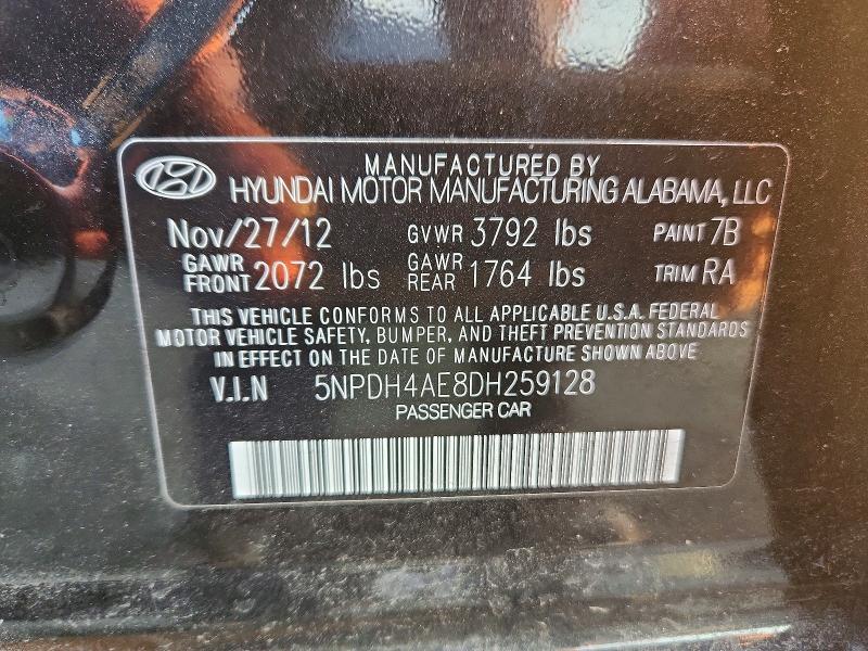 Aukcja sprzedaży 2013 Hyundai Elantra, vin: 5NPDH4AE8DH259128, numer aukcji: 69209696
