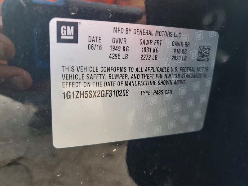2016 Chevrolet Malibu მანქანა იყიდება აუქციონზე, vin: 1G1ZH5SX2GF310206, აუქციონის ნომერი: 68168536