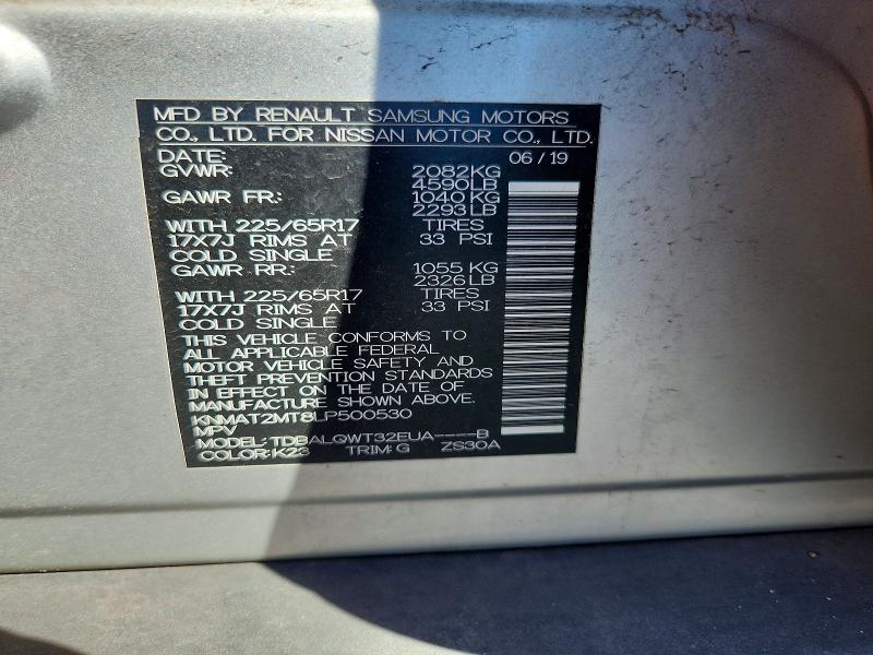 2020 Nissan Rogue მანქანა იყიდება აუქციონზე, vin: KNMAT2MT8LP500530, აუქციონის ნომერი: 68202016