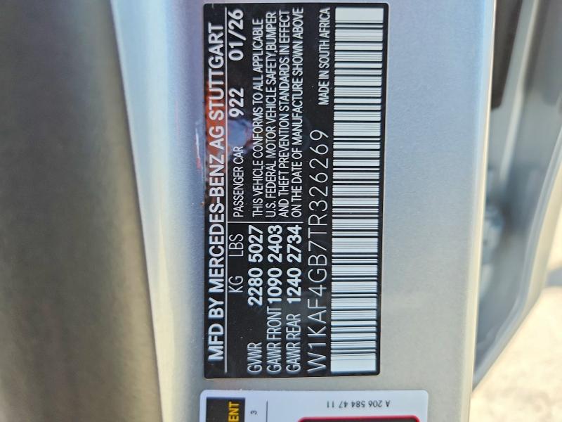 Aukcja sprzedaży 2026 Mercedes-benz C, vin: W1KAF4GB7TR326269, numer aukcji: 69361886