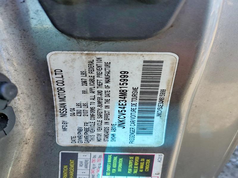 Aukcja sprzedaży 2004 Infiniti G35, vin: JNKCV54E34M815999, numer aukcji: 71300126