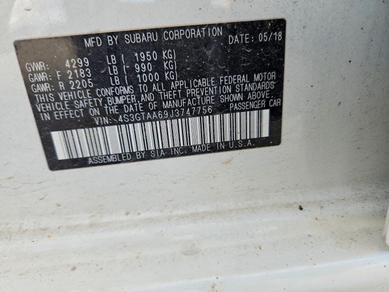 2018 Subaru Impreza მანქანა იყიდება აუქციონზე, vin: 4S3GTAA69J3747756, აუქციონის ნომერი: 69200106