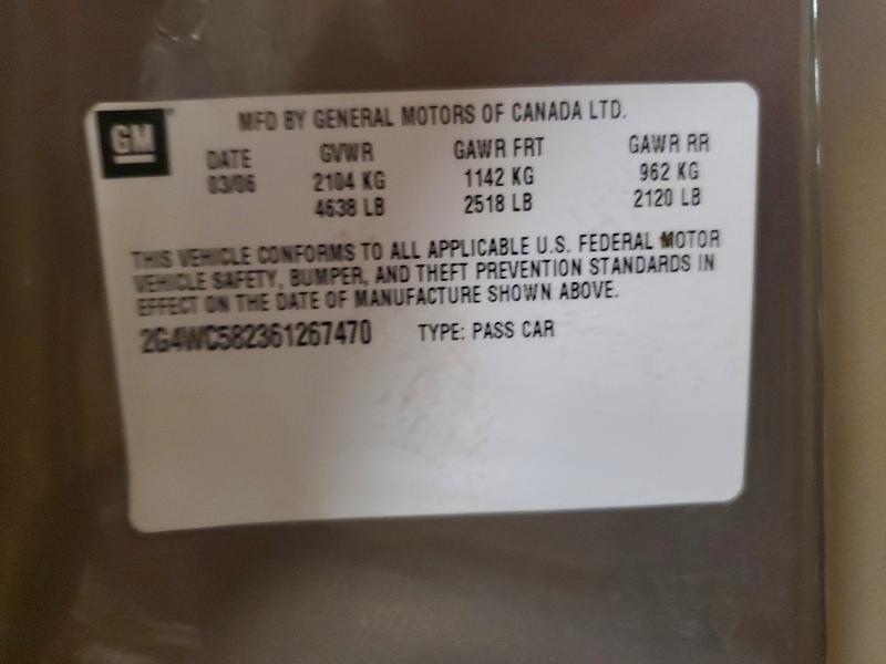 Продажа на аукционе авто 2006 Buick Lacrosse, vin: 2G4WC582361267470, номер лота: 68597586