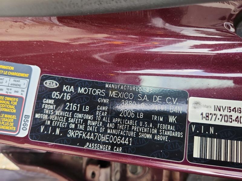 67895706 :رقم المزاد ، 3KPFK4A70HE006441 vin ، 2017 Kia Forte مزاد بيع