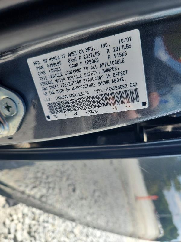 Aukcja sprzedaży 2008 Honda Accord, vin: 1HGCP26428A023074, numer aukcji: 67243166