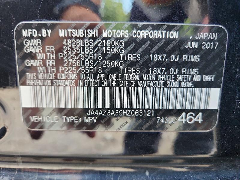 Продажа на аукционе авто 2017 Mitsubishi Outlander, vin: JA4AZ3A39HZ063121, номер лота: 68005886