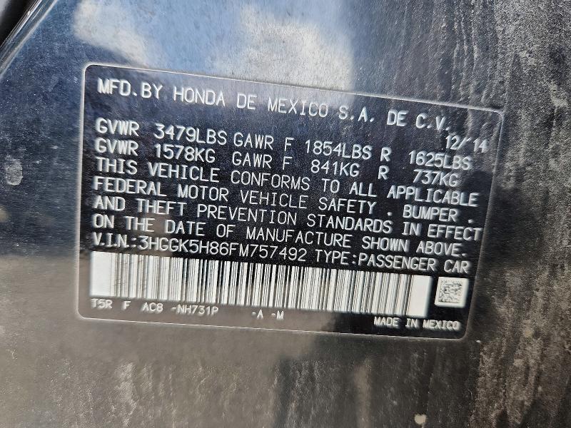 2015 Honda Fit მანქანა იყიდება აუქციონზე, vin: 3HGGK5H86FM757492, აუქციონის ნომერი: 70022556