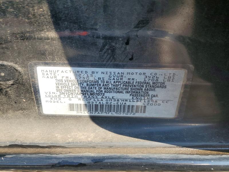 Продажа на аукционе авто 2015 Nissan Versa, vin: 3N1CN7AP9FL907072, номер лота: 67474246