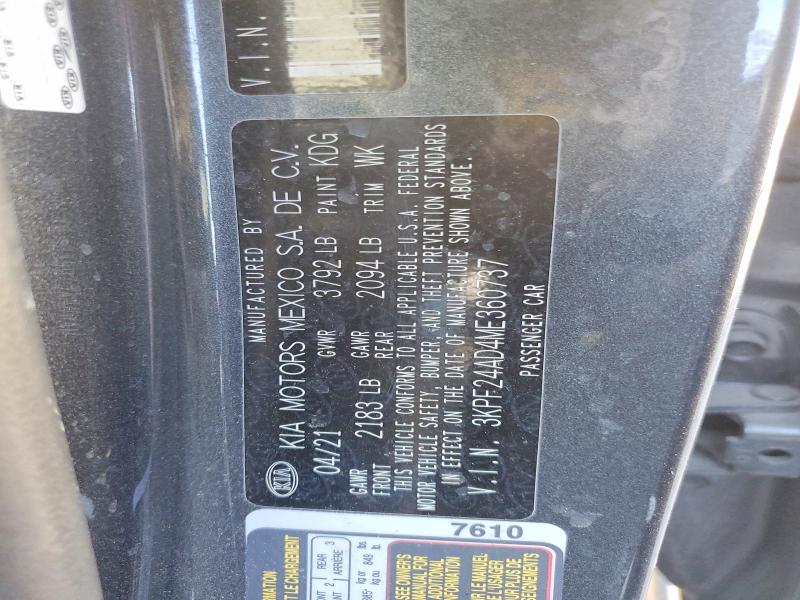 67333086 :رقم المزاد ، 3KPF24AD4ME360737 vin ، 2021 Kia Forte مزاد بيع