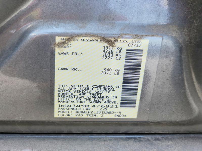 2017 Nissan Altima მანქანა იყიდება აუქციონზე, vin: 1N4AL3AP9HC476921, აუქციონის ნომერი: 67477886